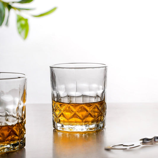 Geometric Embossed Whiskey Glass Set Of 6 230ml