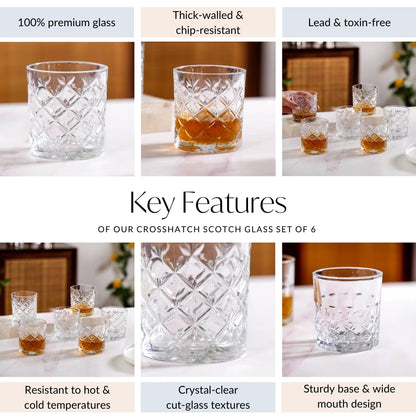 Scotch Glass Crosshatch Pattern Set Of 6 230ml