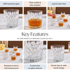 Prism Cut Whiskey Glass Set Of 6 230ml