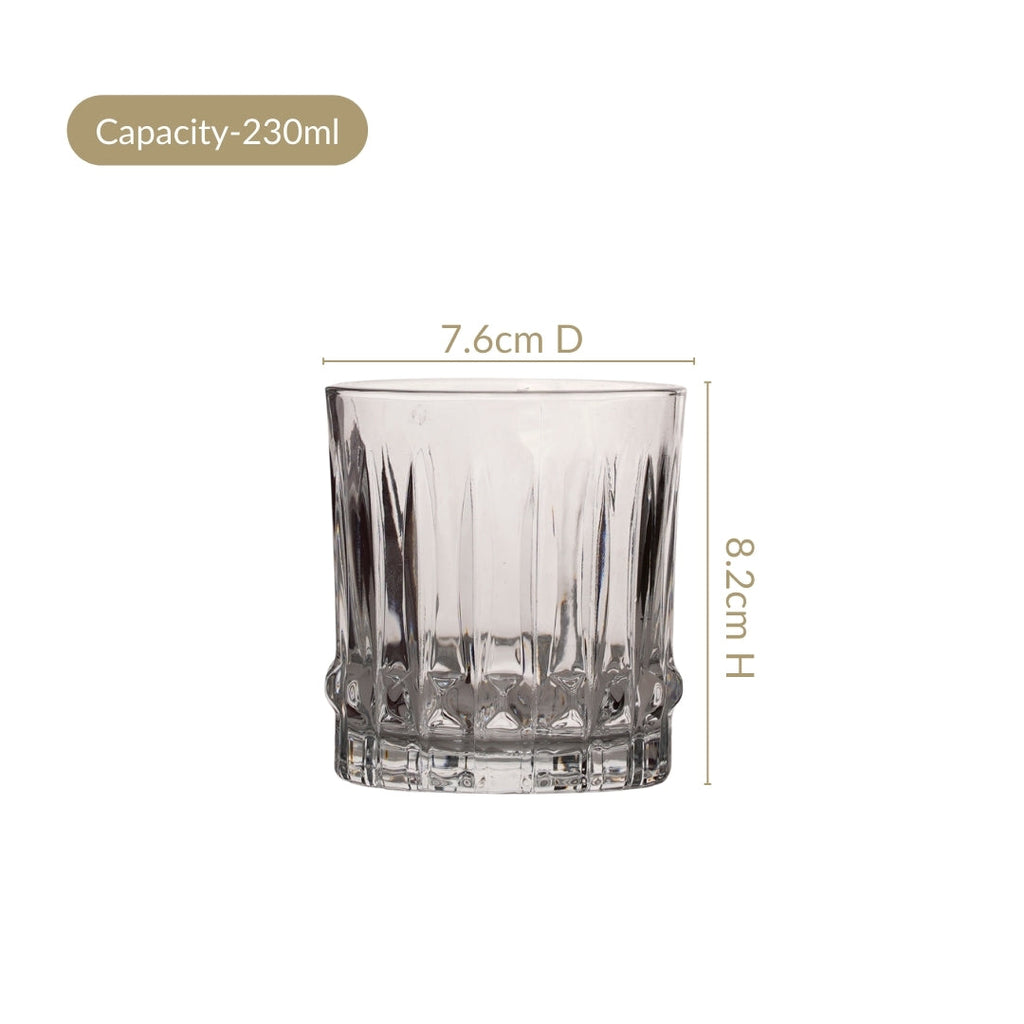 Ribbed Jewel Premium Rocks Glass Set Of 6 230ml