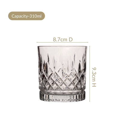 Embossed Heavy Base Old Fashioned Whiskey Glass Large Set Of 6 310ml