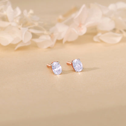 Rose Gold Ovaline Lab Grown Diamond Stud Earrings