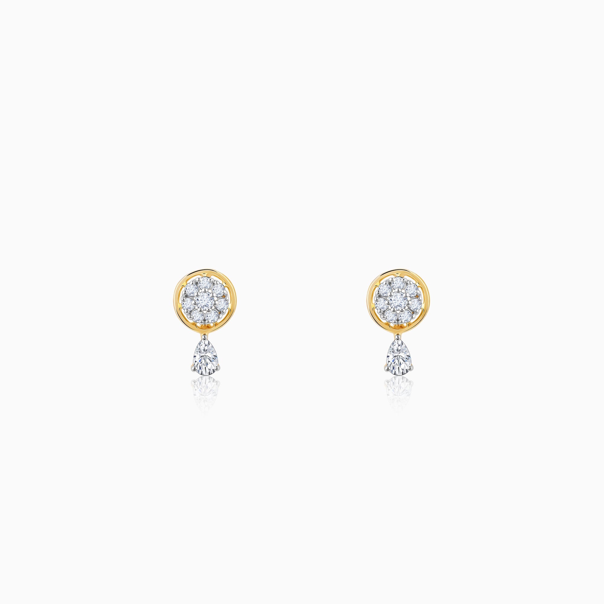 Gold Floral Dangling Lab Grown Diamond Earrings