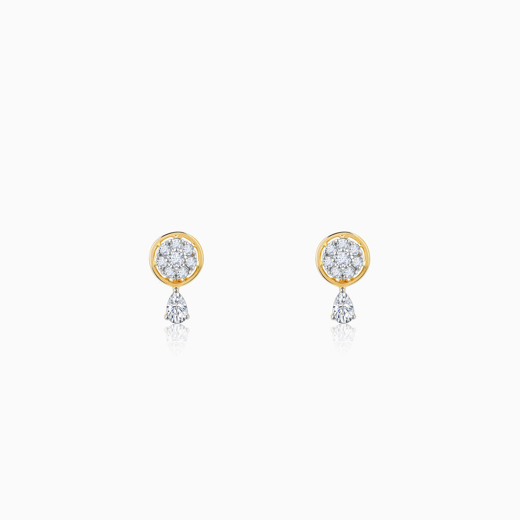Gold Floral Dangling Lab Grown Diamond Earrings