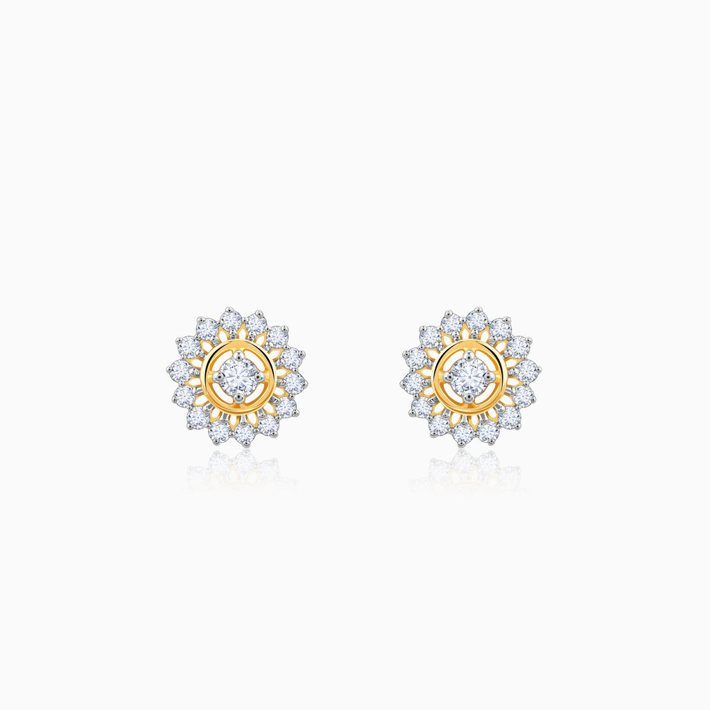 Gold Flower Power Lab Grown Diamond Stud Earrings