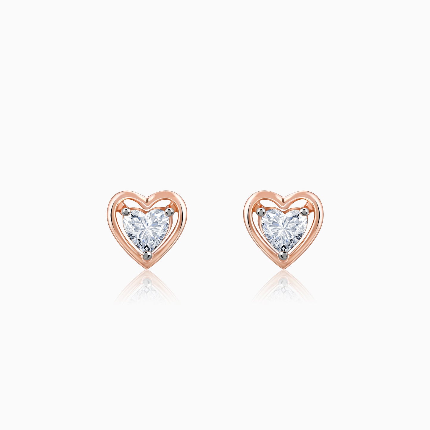 Rose Gold Heart Throb Lab Grown Diamond Earrings