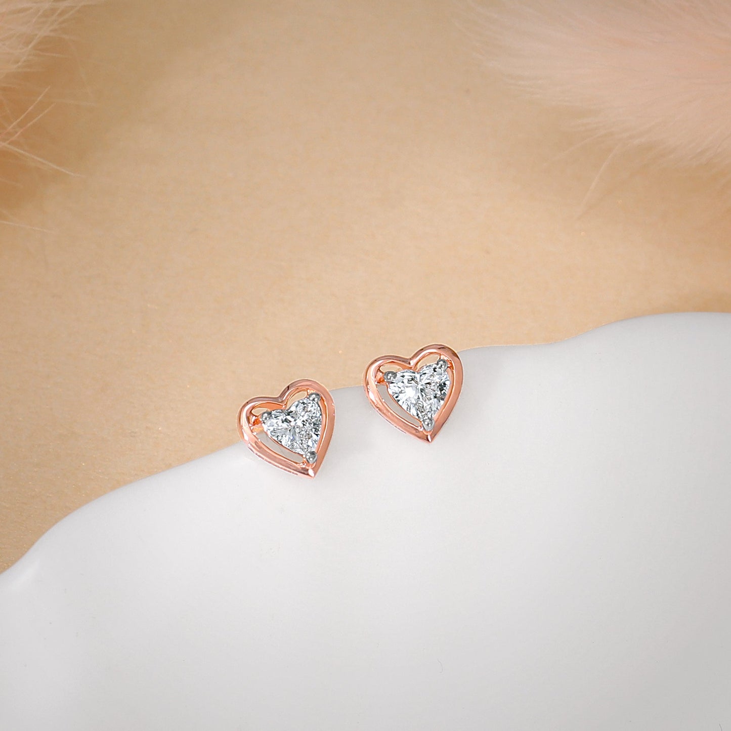 Rose Gold Heart Throb Lab Grown Diamond Earrings