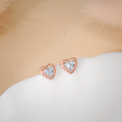 Rose Gold Heart Throb Lab Grown Diamond Earrings