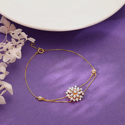 Gold Geometric Floral Diamond Bracelet