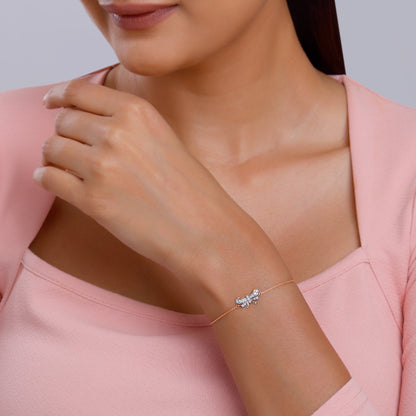 Rose Gold Bow Lab Grown Diamond Bracelet