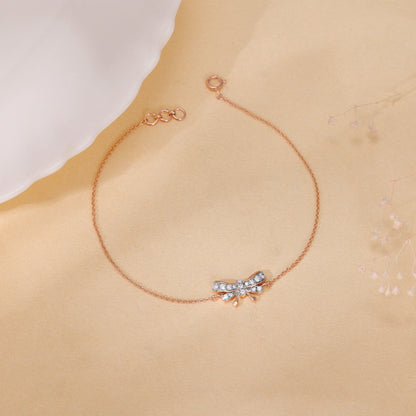 Rose Gold Bow Lab Grown Diamond Bracelet