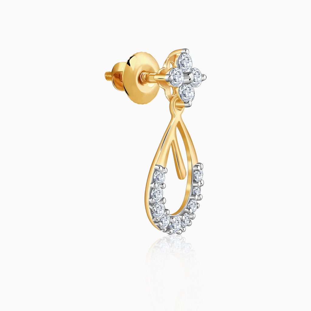 Gold Raindrop Lab Grown Diamond Earrings