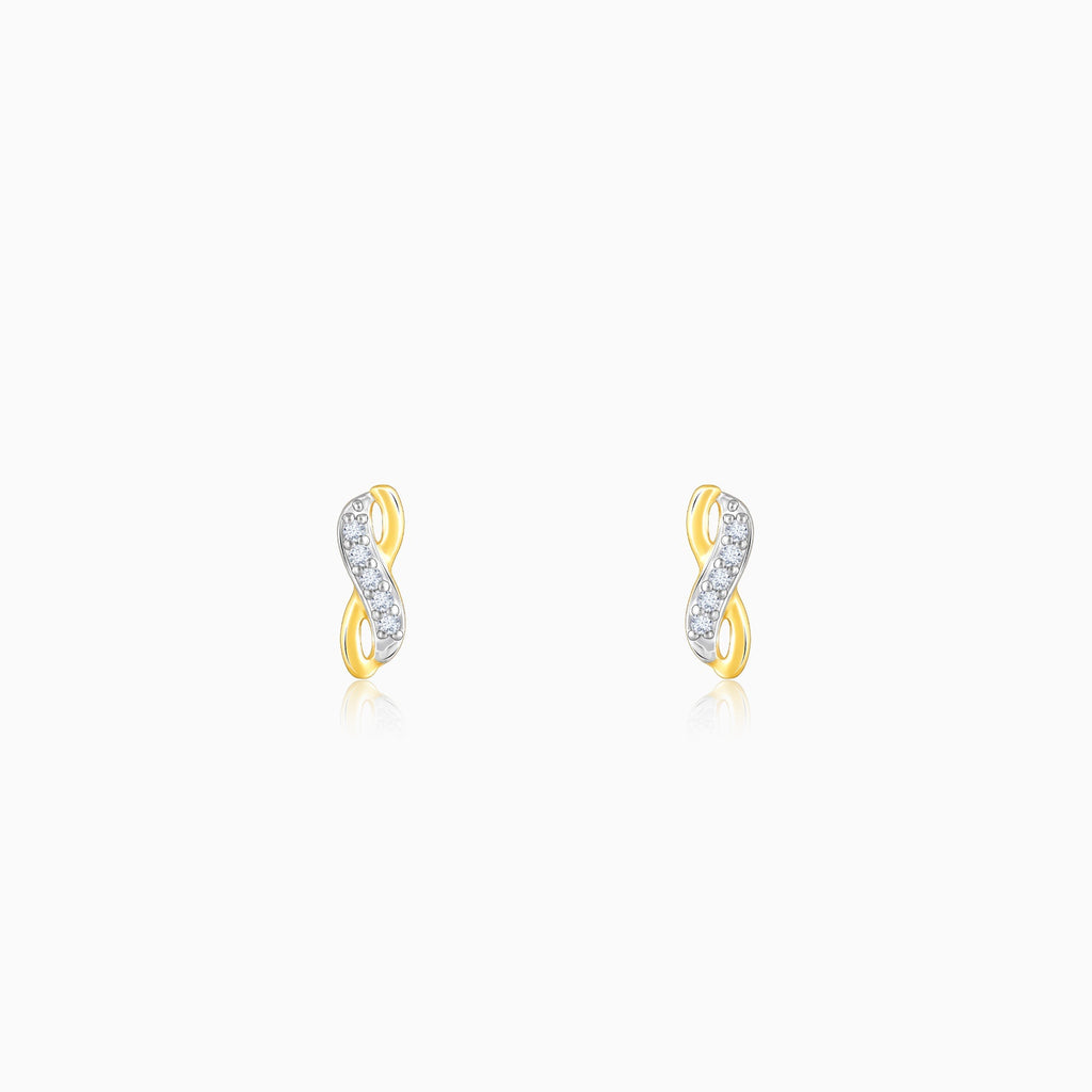 Gold Infinity Wave Diamond Earrings
