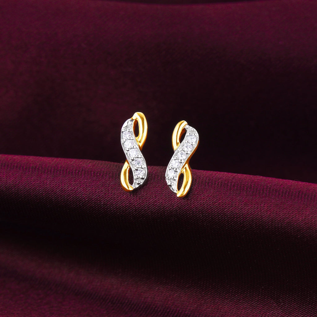 Gold Infinity Wave Diamond Earrings