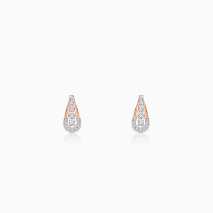 Rose Gold Modern Pear Lab Grown Diamond Earrings