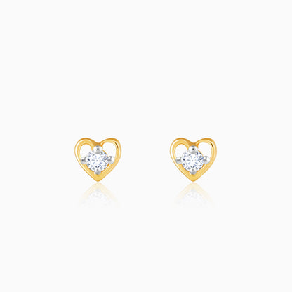 Gold Cute Heart Diamond Earrings