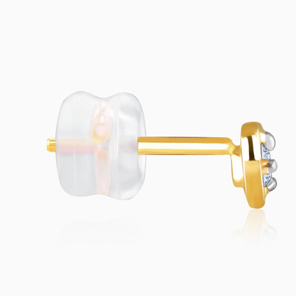 Gold Cute Heart Diamond Earrings