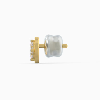 Gold Circular Quartet Diamond Stud Earrings