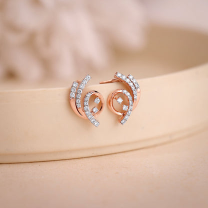 Rose Gold Twilight Swirl Lab Grown Diamond Earring