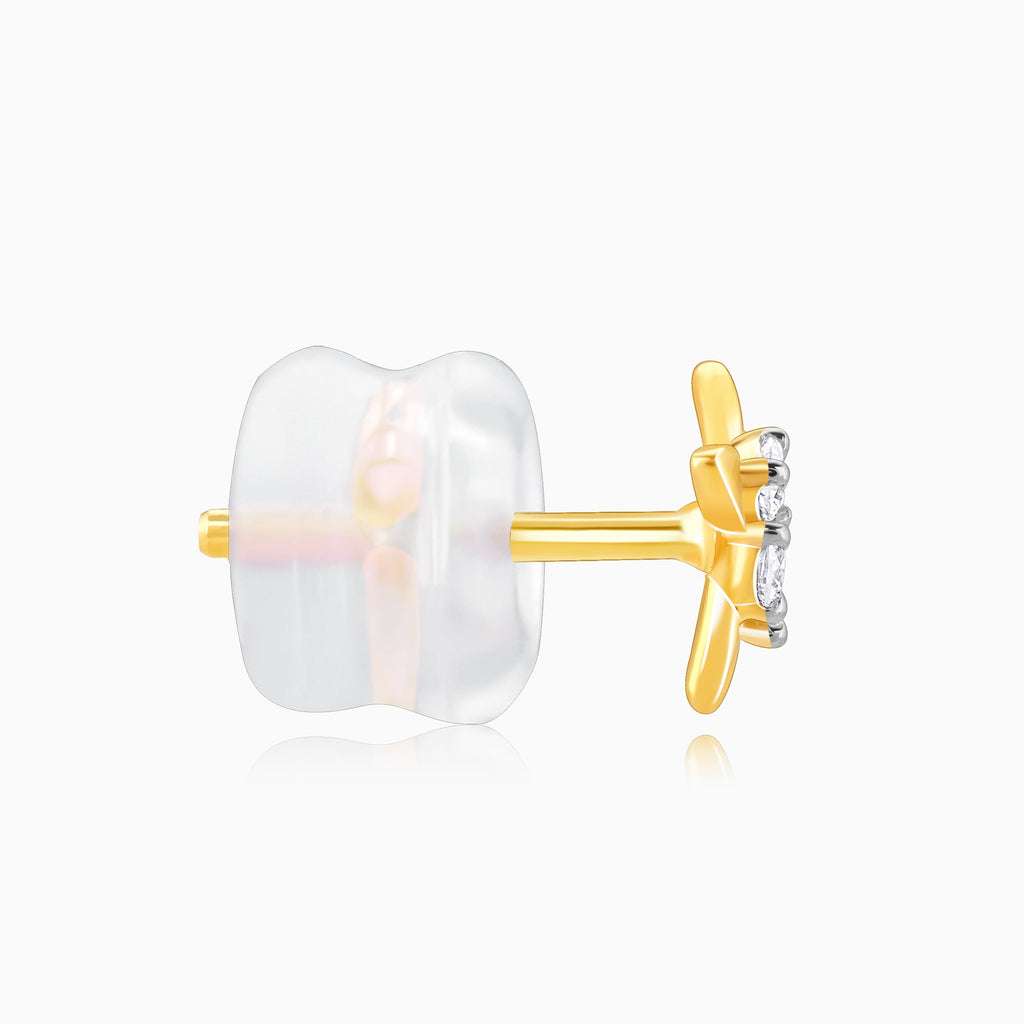 Gold Floral Beauty Diamond Stud Earrings