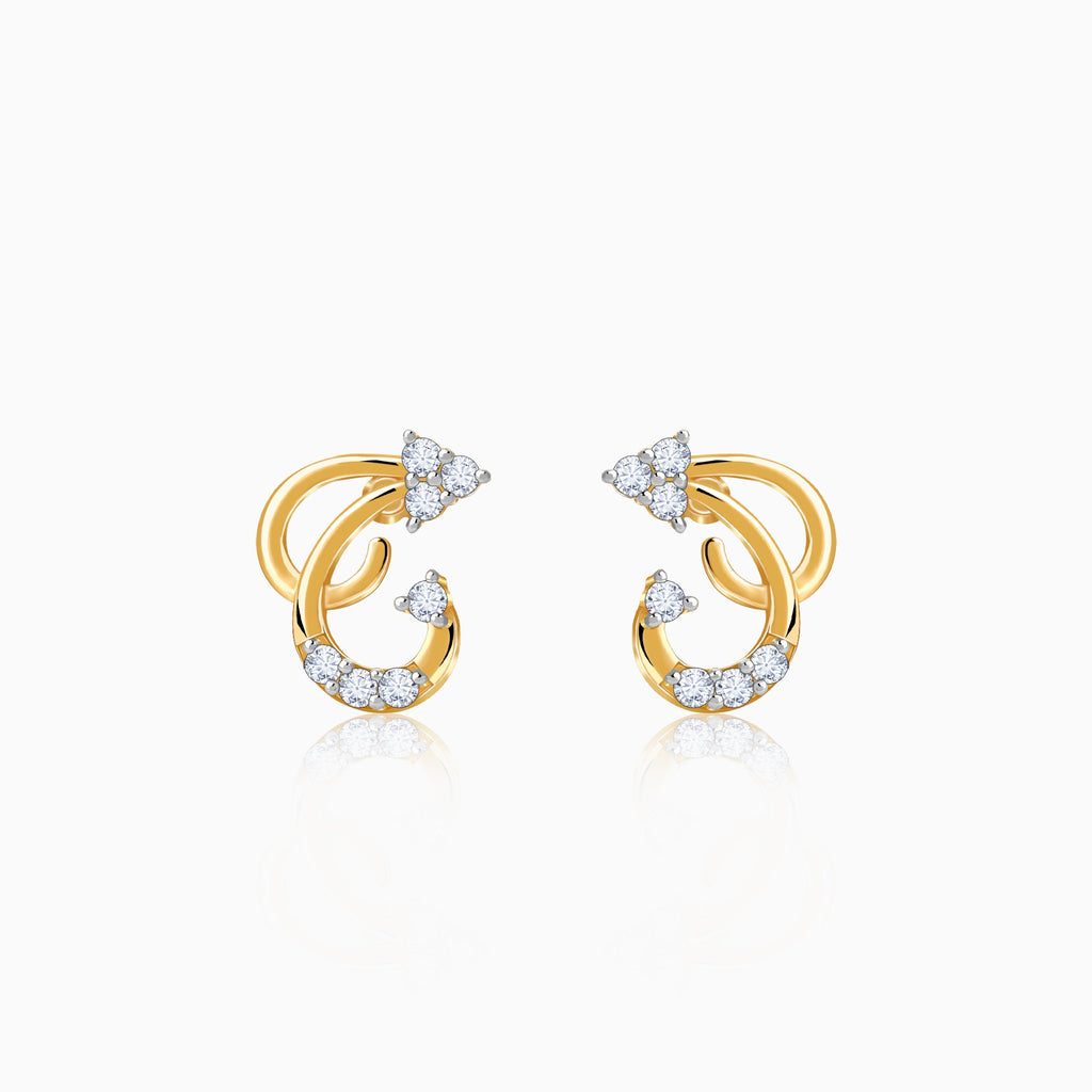 Gold Frilled Lab Grown Diamond Earrings