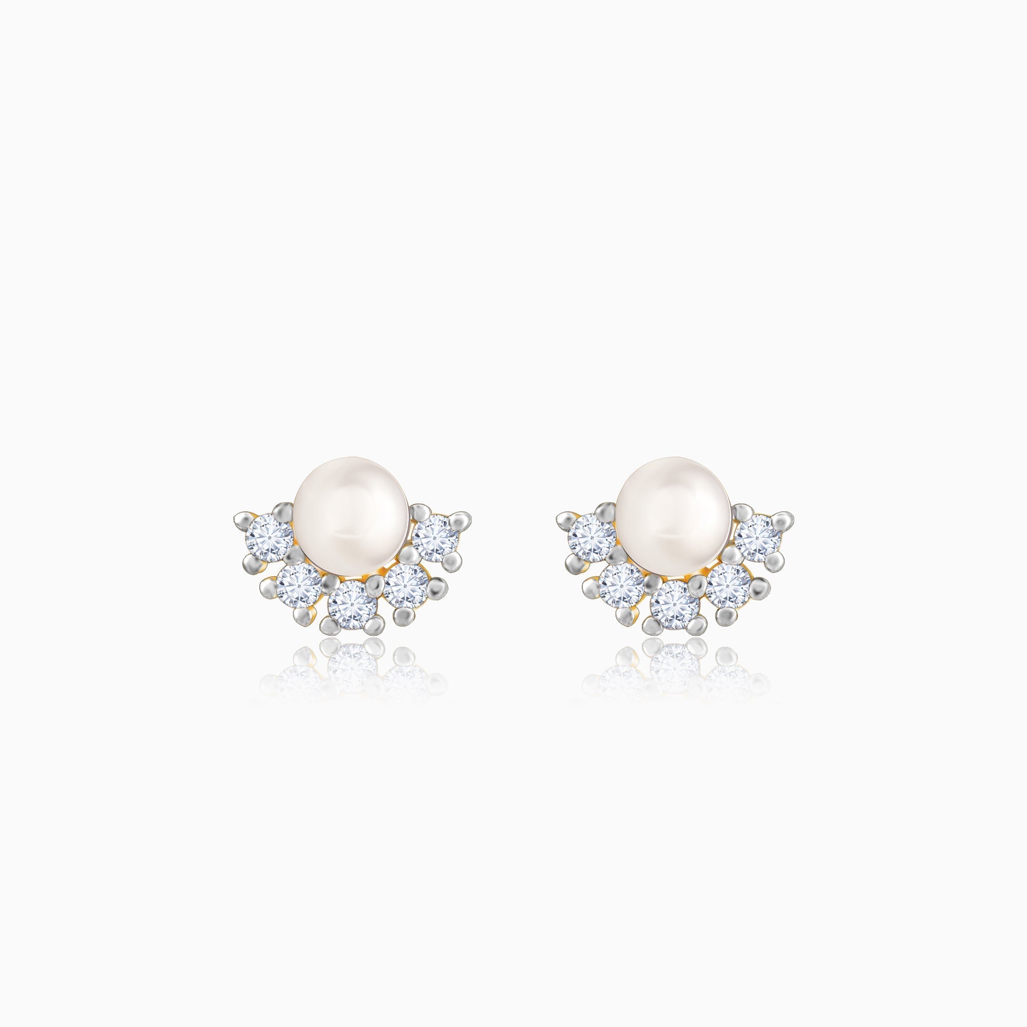 Gold Promise Of Pearl Diamond Earrings