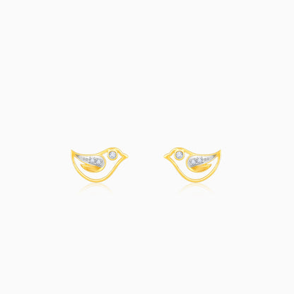 Gold Birdie Stud Diamond Earrings