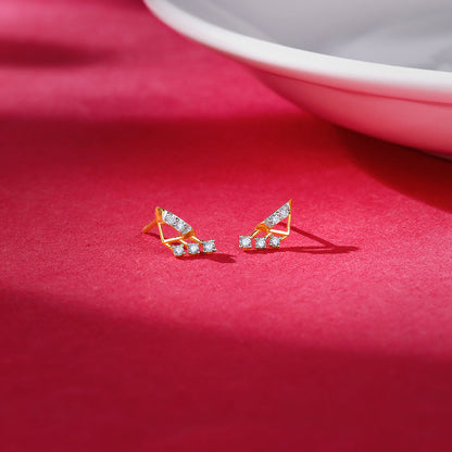 Gold Archer Diamond Earrings