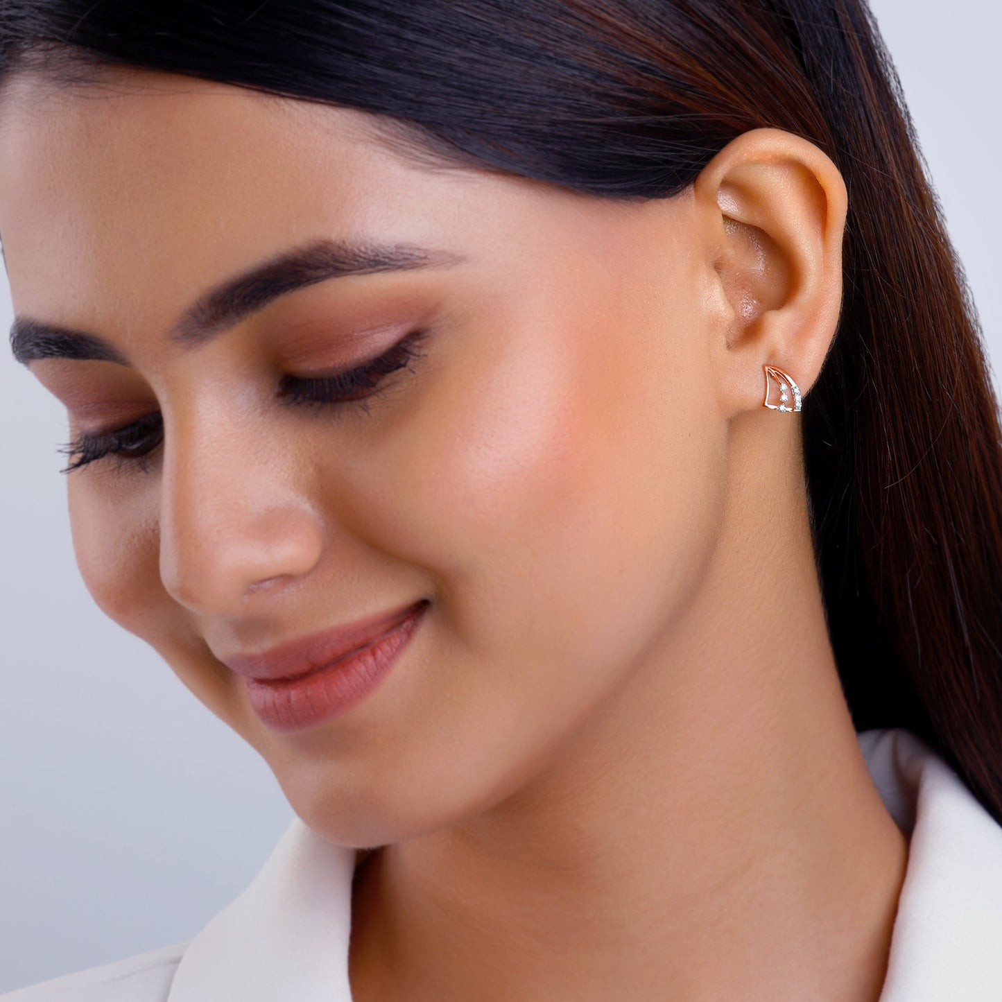 Rose Gold Wayfarer Diamond Earrings