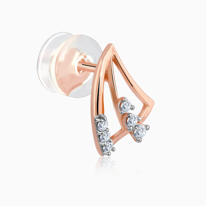Rose Gold Wayfarer Diamond Earrings