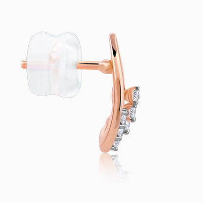 Rose Gold Wayfarer Diamond Earrings