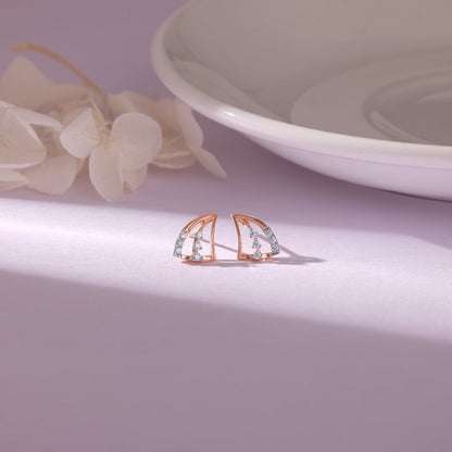 Rose Gold Wayfarer Diamond Earrings