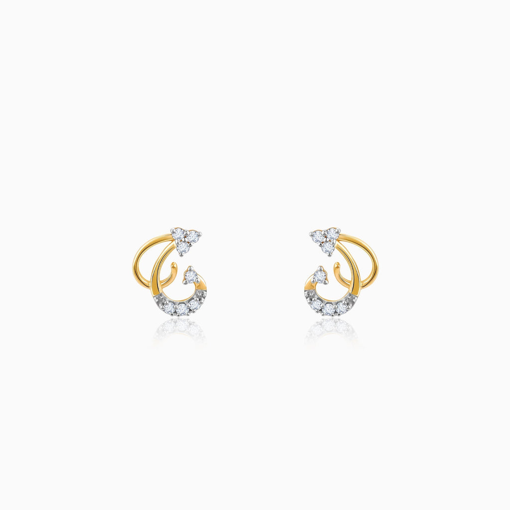 Gold Frilly Lab Grown Diamond Earrings