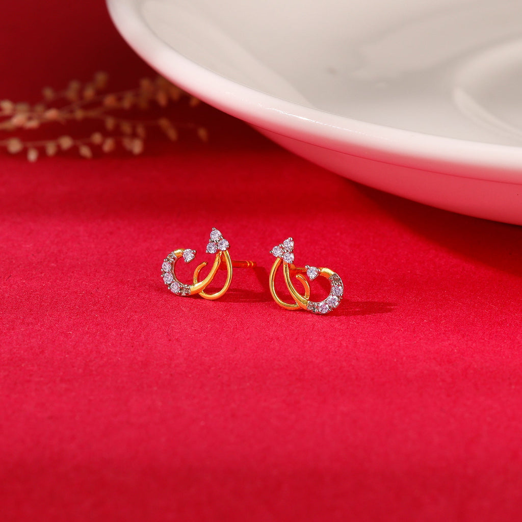 Gold Frilly Lab Grown Diamond Earrings