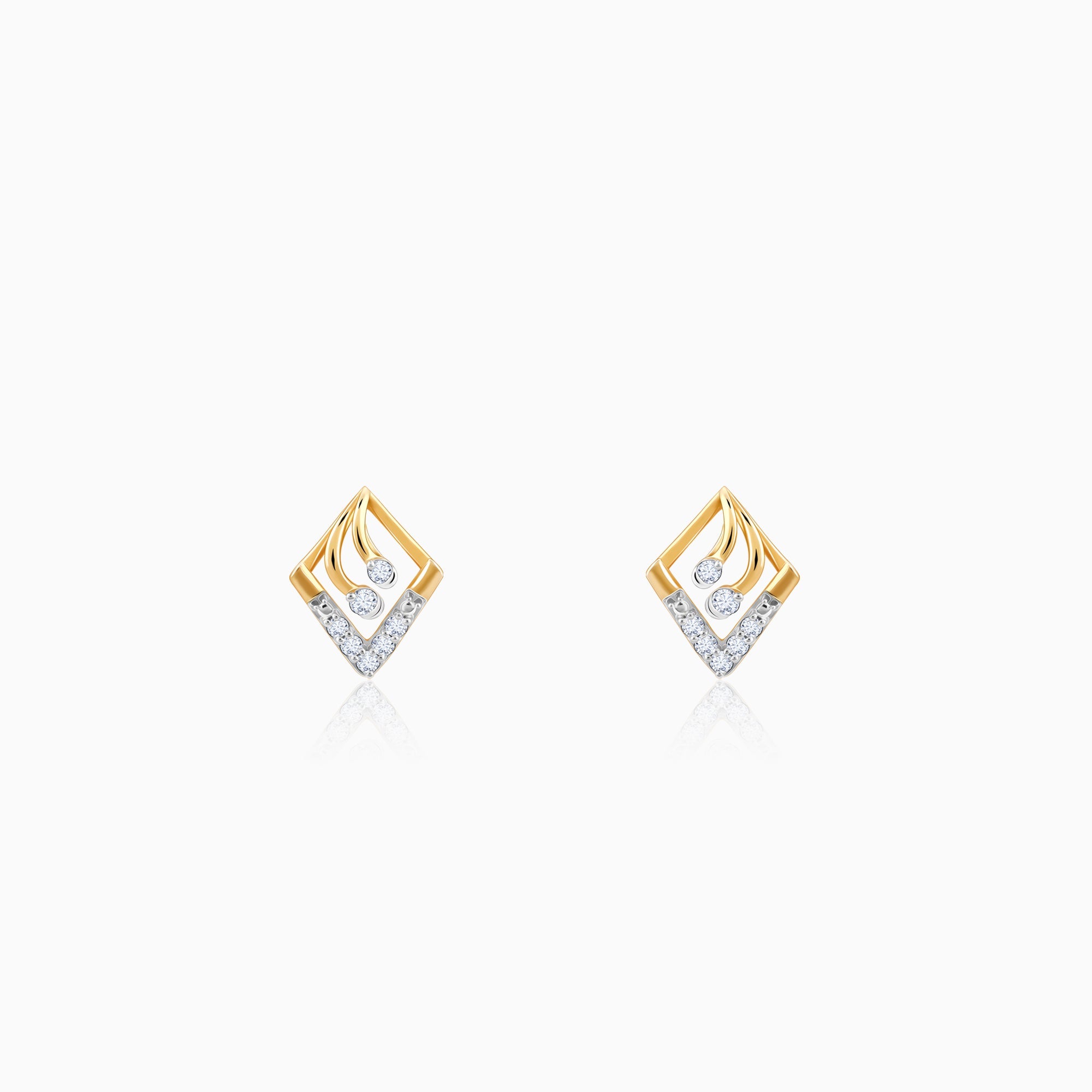 Gold Stellar Rhombus Diamond Earrings