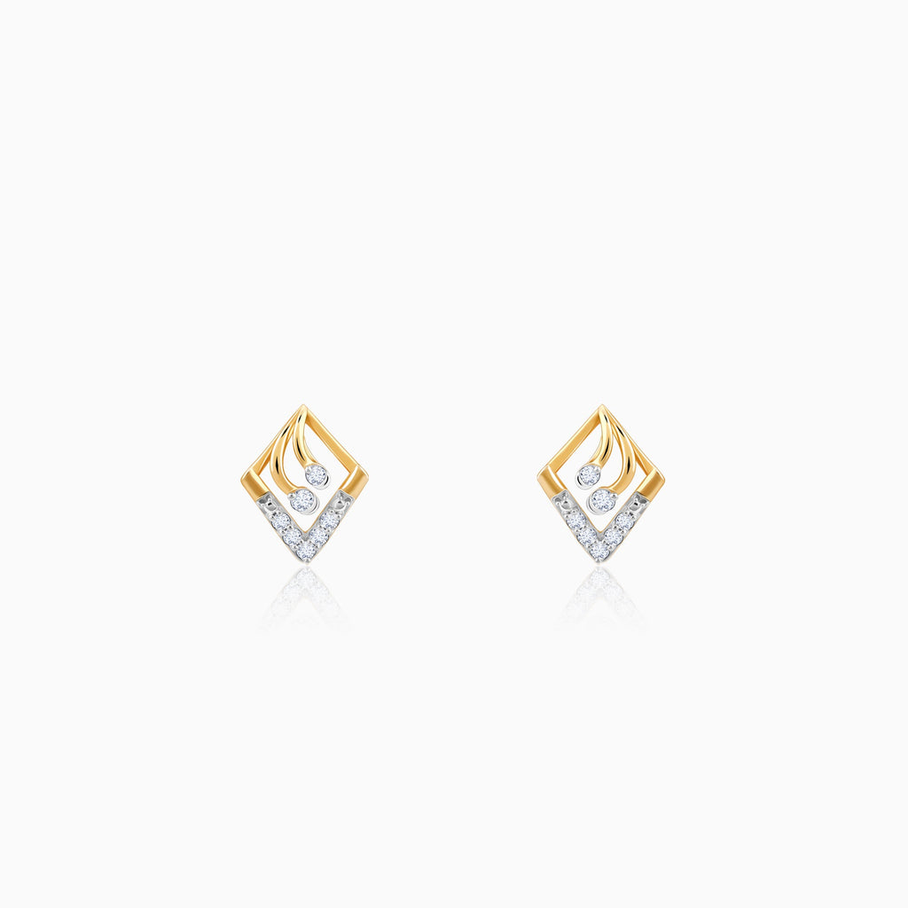 Gold Stellar Rhombus Diamond Earrings