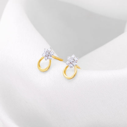 Gold Blooming Diamond Stud Earrings