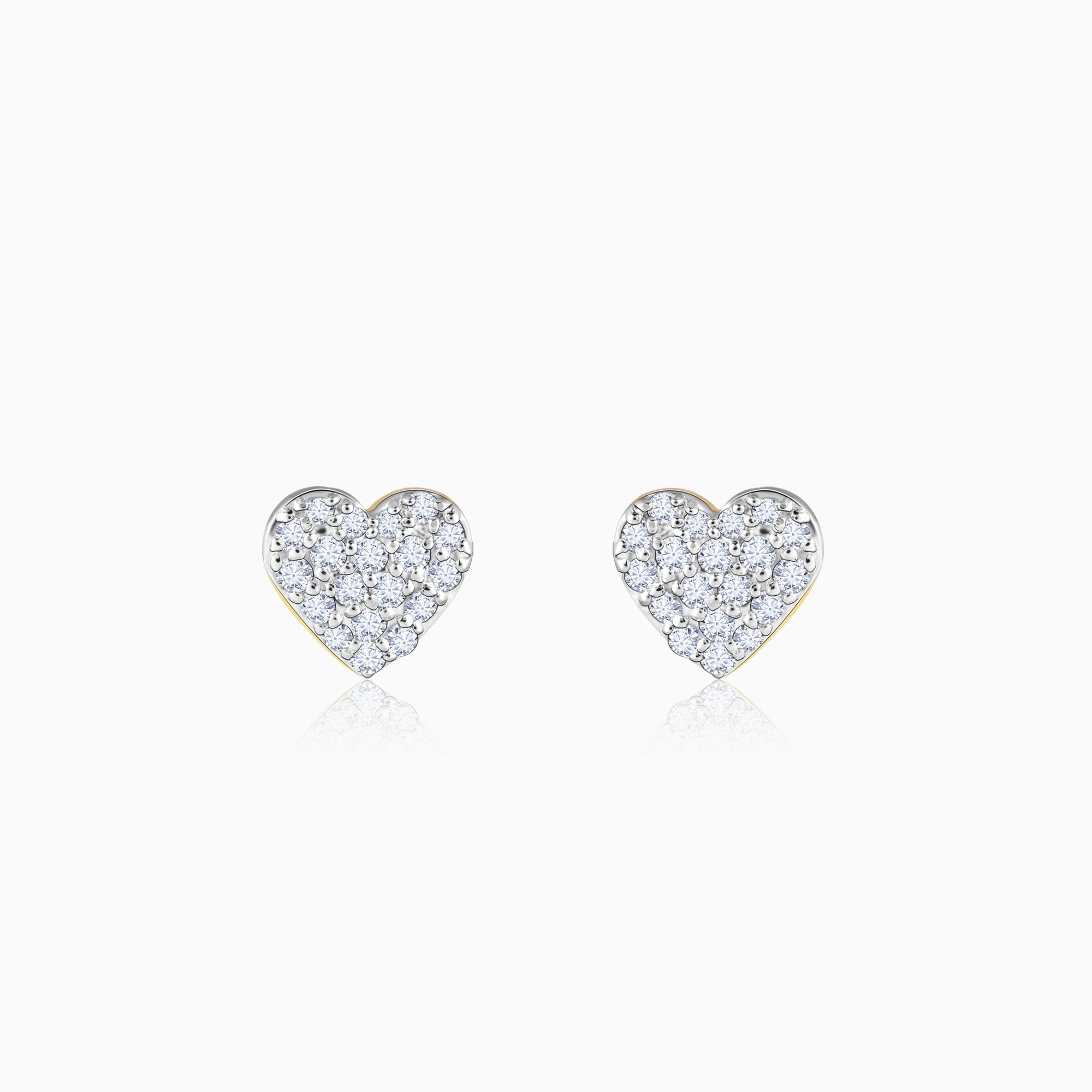 Gold Shimmering Hearts Diamond Earrings