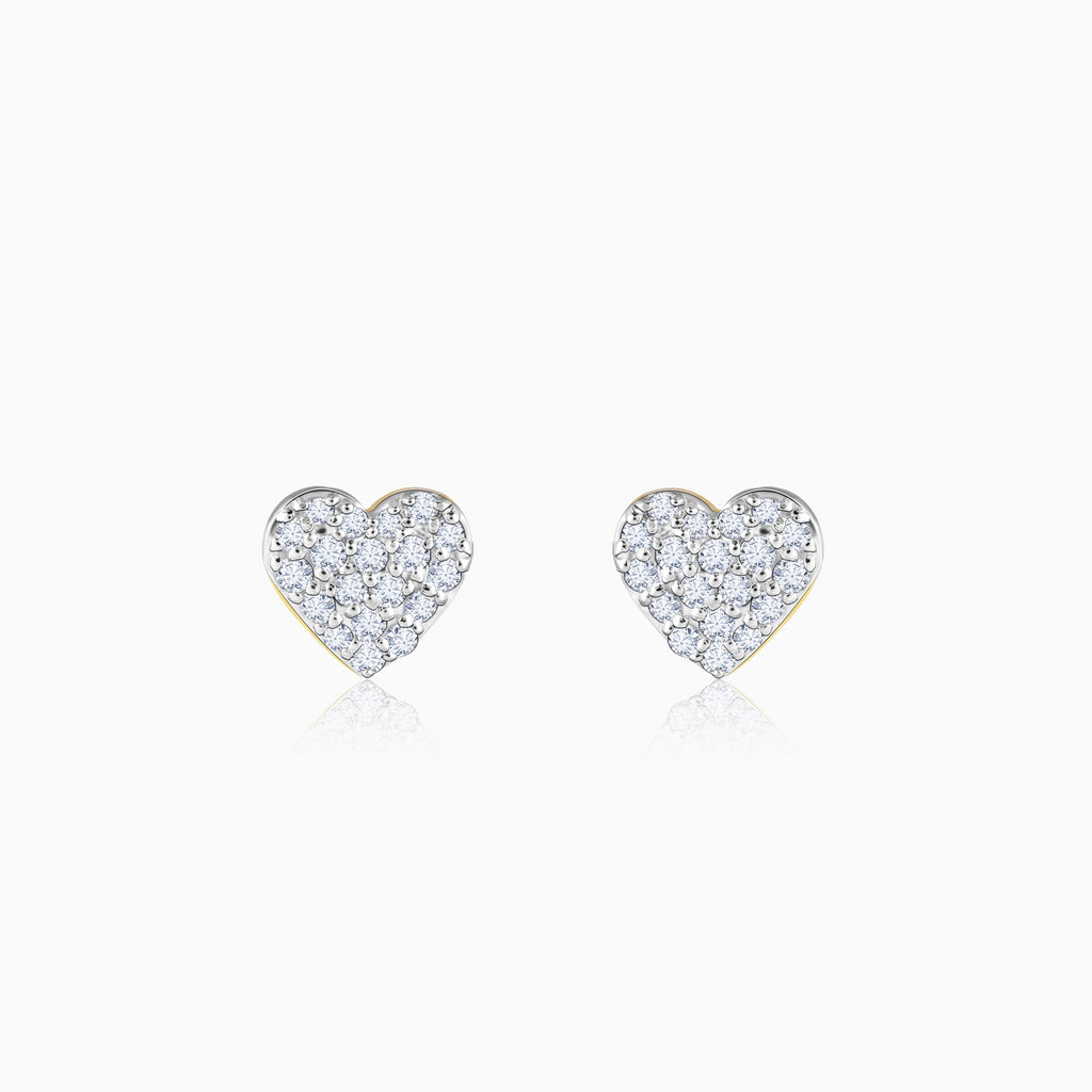 Gold Shimmering Hearts Diamond Earrings