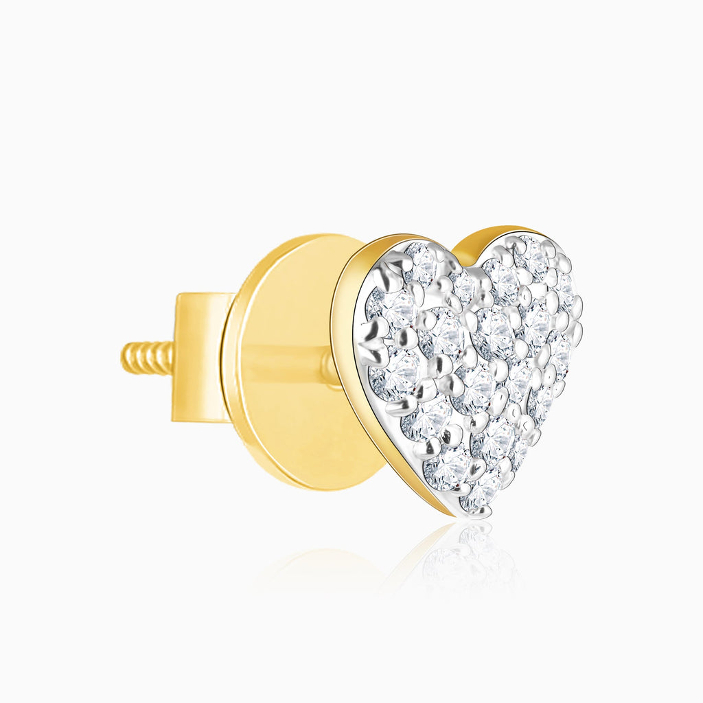 Gold Shimmering Hearts Diamond Earrings