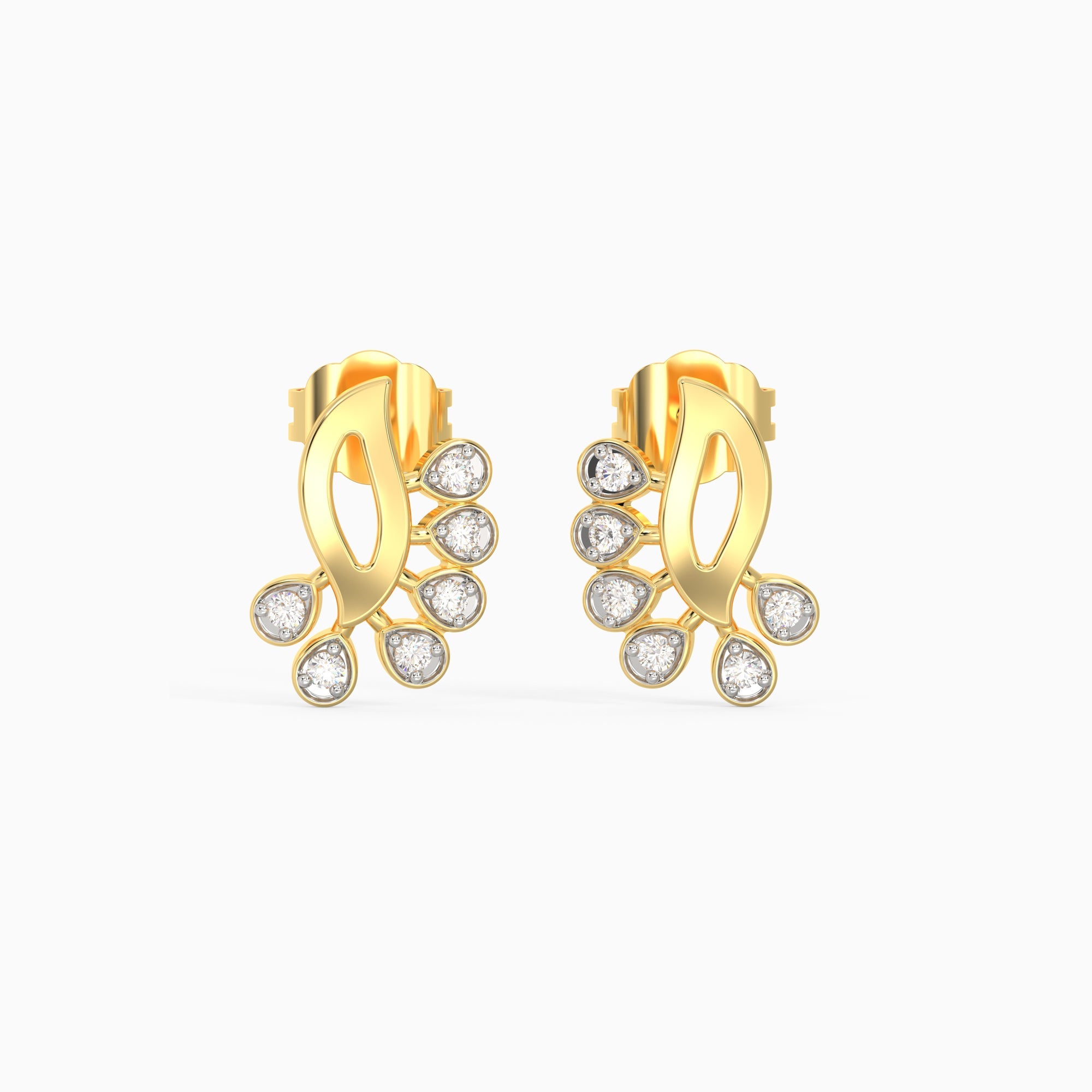 Gold Graceful Curve Diamond Earrings