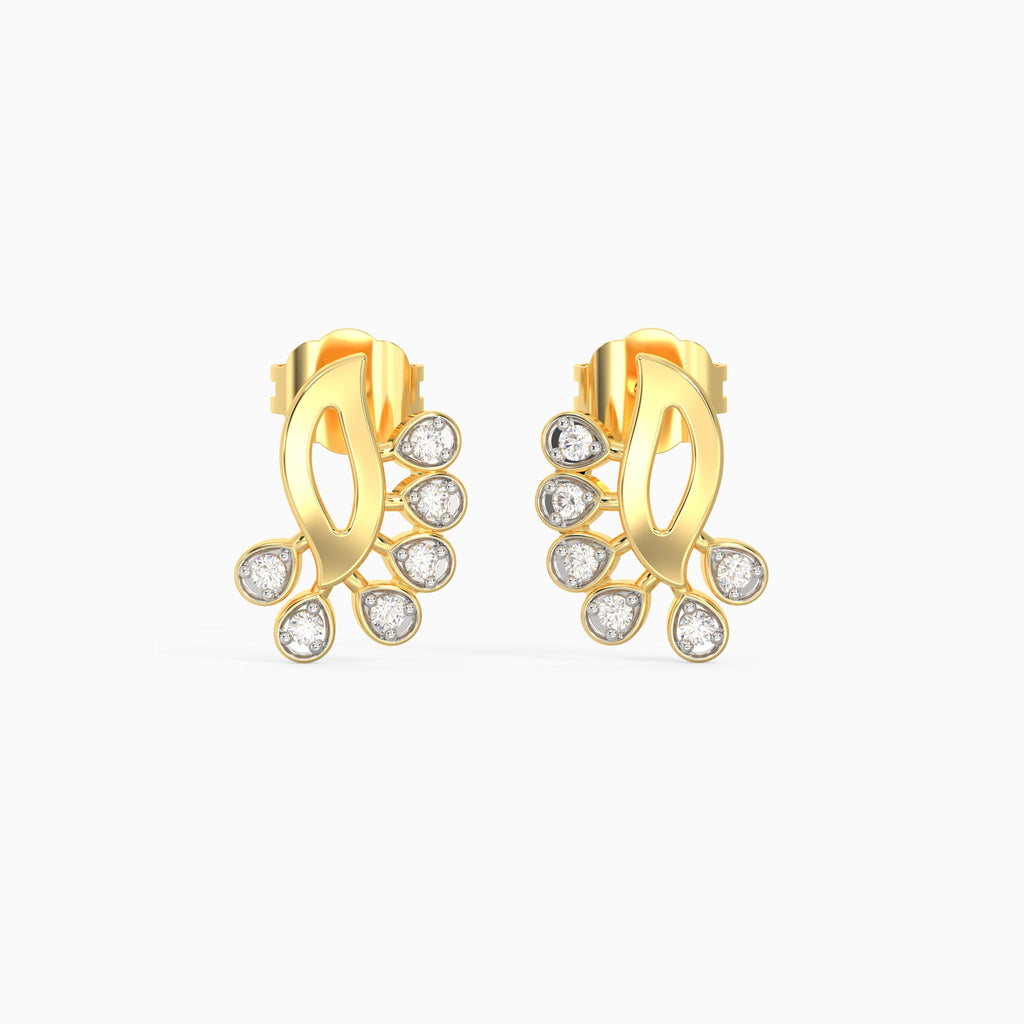 Gold Graceful Curve Diamond Earrings