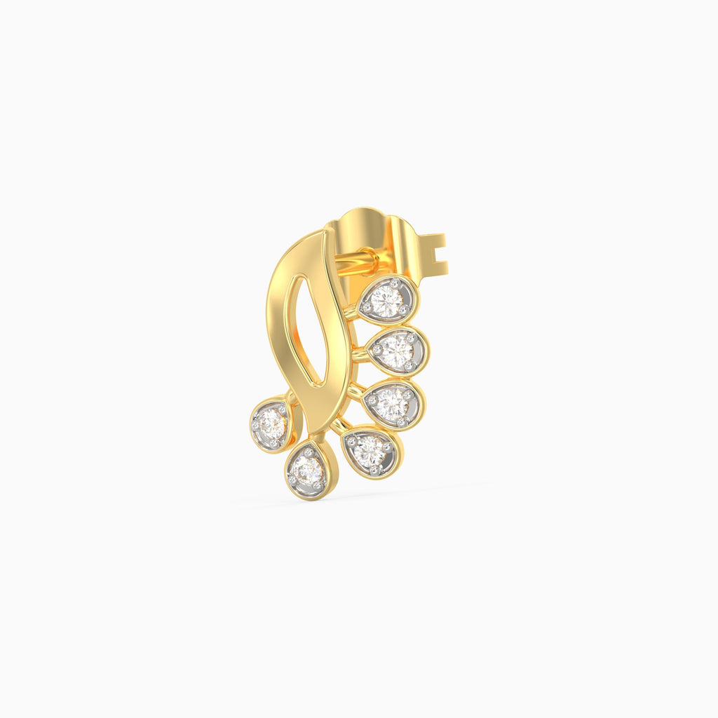 Gold Graceful Curve Diamond Earrings