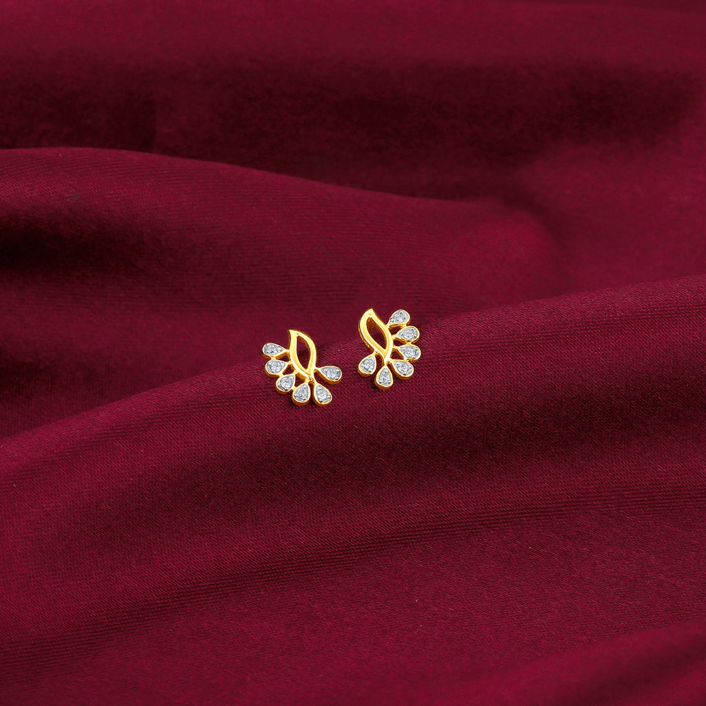 Gold Graceful Curve Diamond Earrings