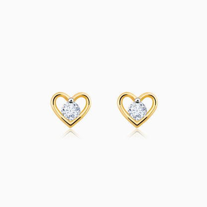Gold Timeless Heart Diamond Earrings