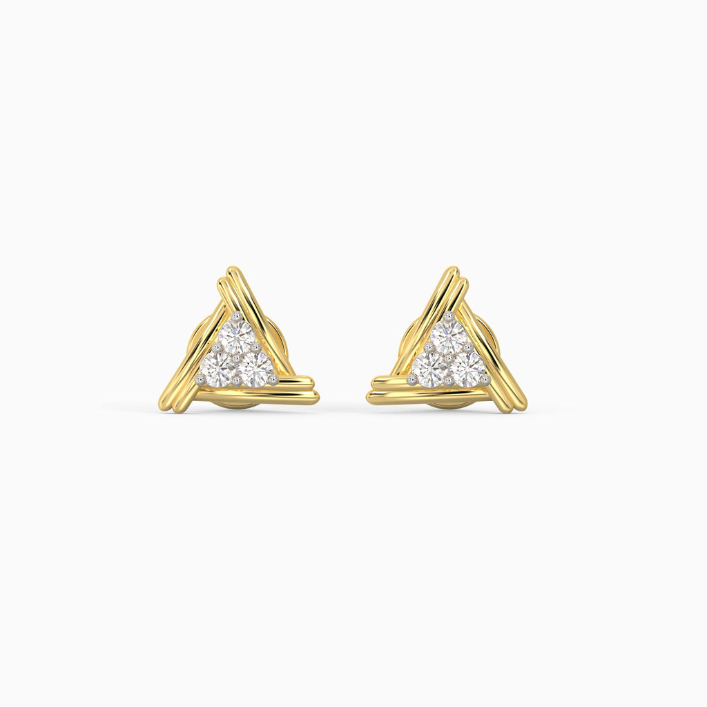 Gold Geometric Trio Diamond Earrings