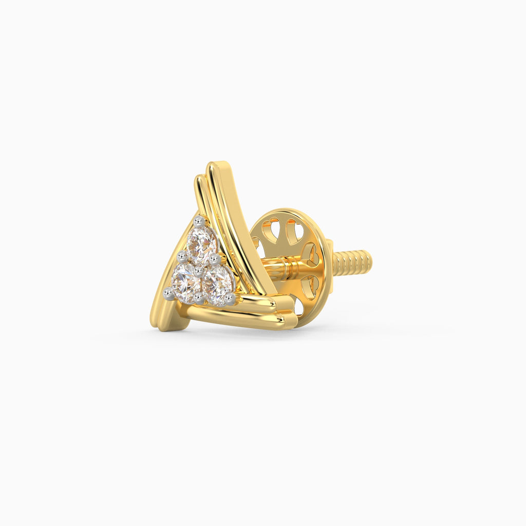 Gold Geometric Trio Diamond Earrings