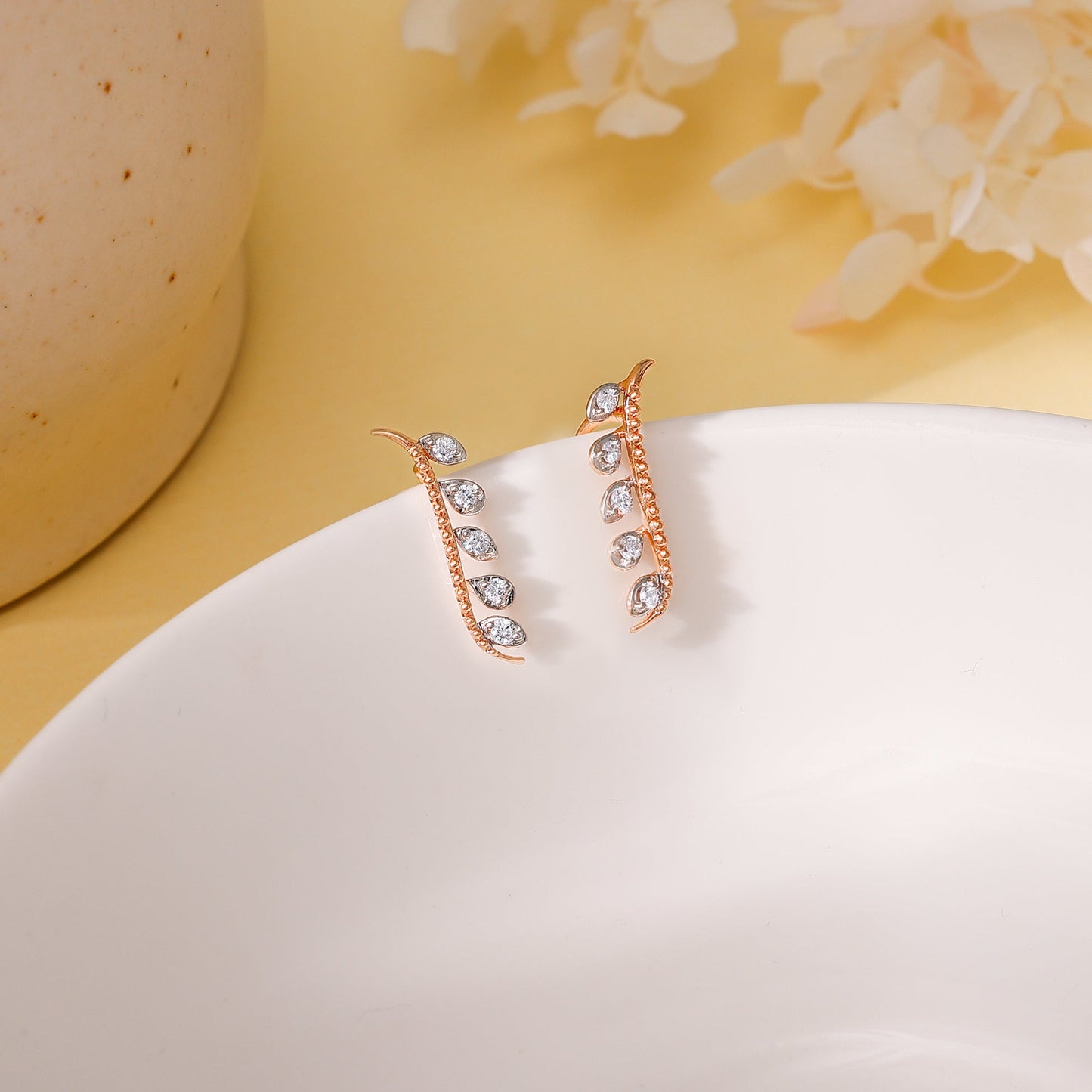 Rose Gold Diamond Climbers Earrings