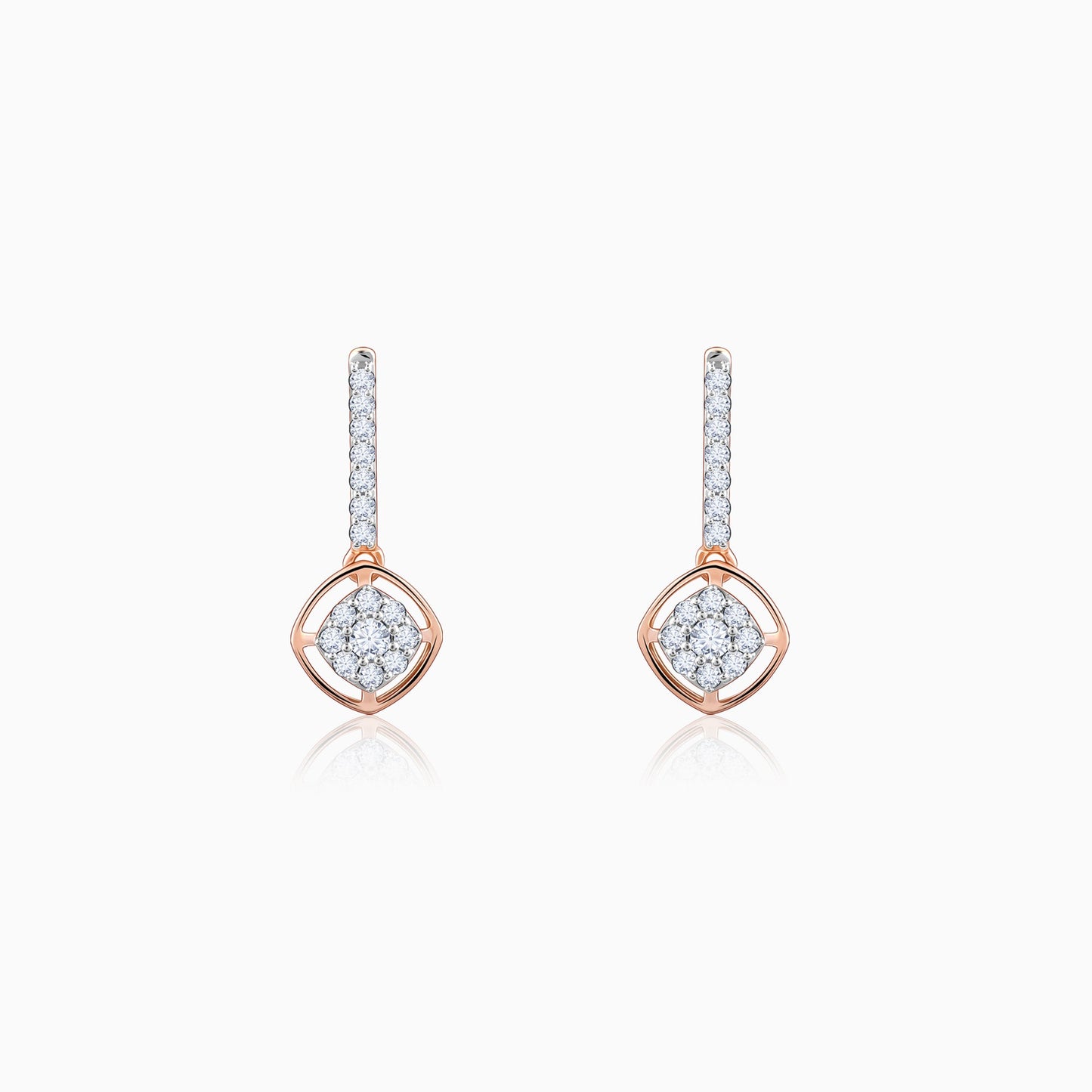 Rose Gold Delicate Shine Diamond Earrings