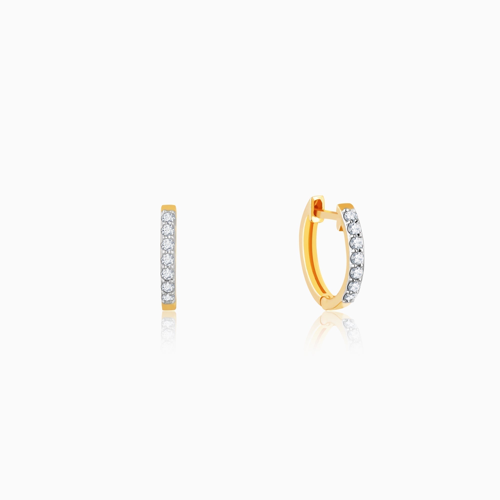 Gold Glowing Sphere Diamond Hoop Earrings